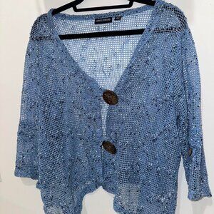 vintage blue crochet cover up
